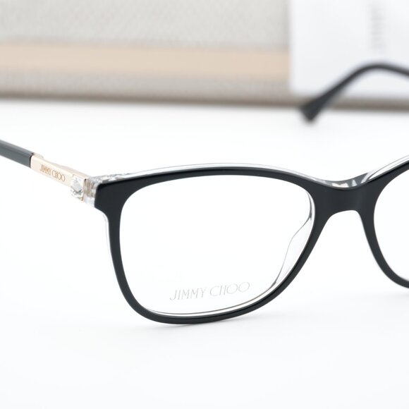 Jimmy Choo JC274 07C5 00 Rectangle 53mm Eyeglasses - Black/Crystal/Gold - Picture 2 of 10